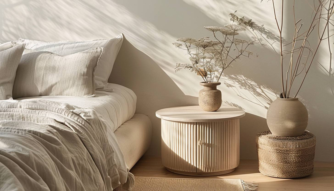 Intégrer une table de chevet ronde dans une décoration minimaliste